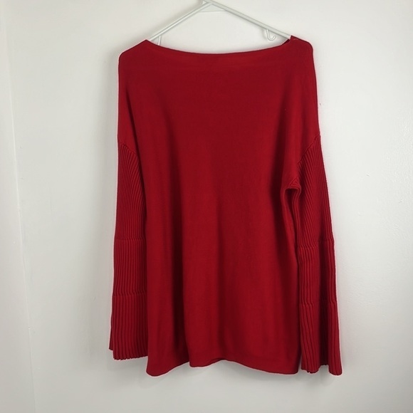 Vince Camuto Red Crewneck Sweater w/ Bell Sleeves - Picture 6 of 7